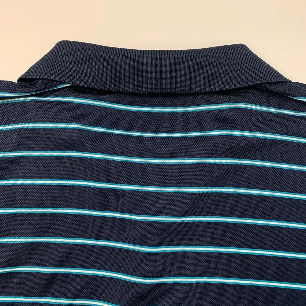 Ralph Lauren RLX Polo Shirt Mens XL Extra Large Navy Blue Striped Lightweight